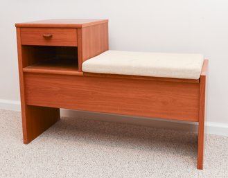 Eclectic Mid Century Teak Veneer Shoe Bench