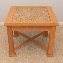 Marble Top Wood End Table