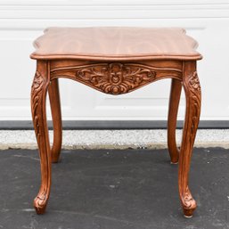 French Provincial Style Carved Walnut Side Table