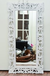 Ornate Regency Style White Wood Wall Mirror