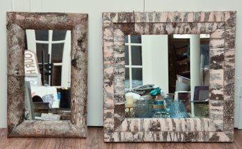 2 Rustic Reclaimed Wood Wall Mirrors