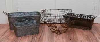 5 Vintage Style Decorative Metal Baskets