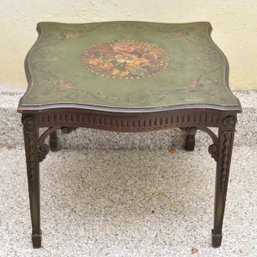 Hand Painted Side Table With Floral Motif