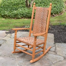 Wood Cane Kennedy Style Rocking Chair