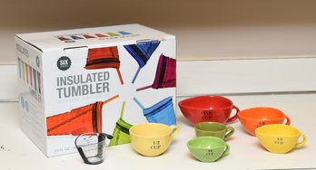 6 Colorful Insulated Tumblers With 7 Measuring Cups