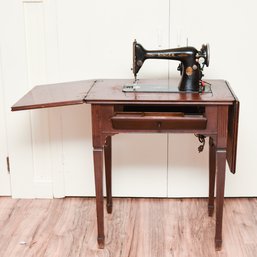 Antique Simanco USA Singer Sewing Machine With Fold Down Table