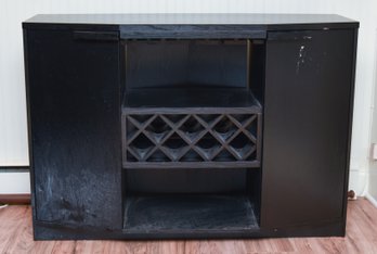 Black Wood 2 Door Cabinet With Wine Rack