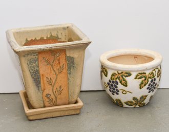 Pair Of Handmade Ceramic Garden Pots