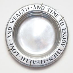 Vintage Wilton Armetale Health, Love And Wealth Pewter Platter