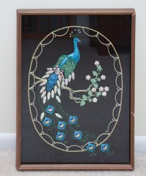 Handmade Embroidered Peacock Collage Representing Power, Strength, Confidence, And Divinity