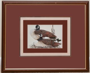 Vintage Lithograph Of Two Canadian Geese Titled 'True Companions' Signed By The Artist Art La May
