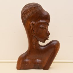 Wood Carving Of African Woman, Made In Kashmir