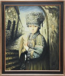 Original Oil Painting Of Young Chinese Girl Signed By Artist