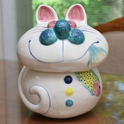 Vintage Cheshire Cat  Alice In Wonderland Cookie Jar By Laurie Gates Los Angeles Pottery
