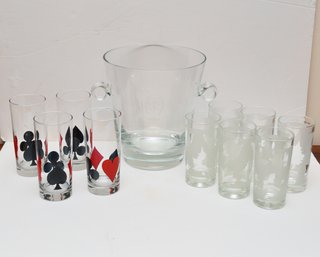 11  Piece Vintage Glassware Set With Glass Champagne Bucket