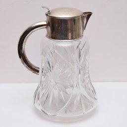 Vintage Crystal Cut Glass Pitcher With Silverplated Lid