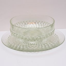 Vintage Crystal Cut Glass Bowl And Platter