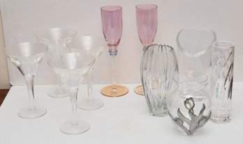 10 Piece Collection Of Vintage Glassware And Vases