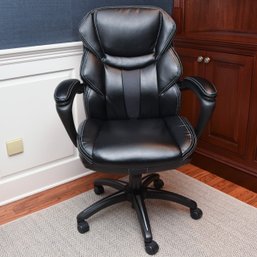 Adjustable Black Leather Swivel Office Chair From Wellness By Design
