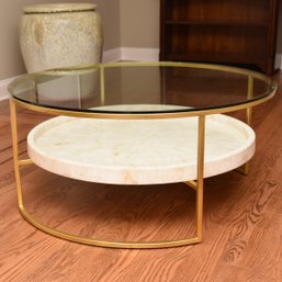 Lillian August Cumulus Round Cocktail Table With Iron Base In Gold Foil Finish