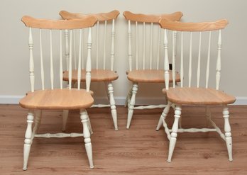 4 Wood Spindle Back Farm House Style Chairs