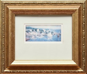 'Sailboat In Harbor' By John Atwater Framed Print