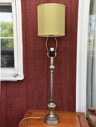 Table Top Reading Lamp With Silver Base And Green Shade