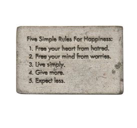 Vilmain Pewter Gratitude Paperweight 'Five Simple Rules For Happiness'