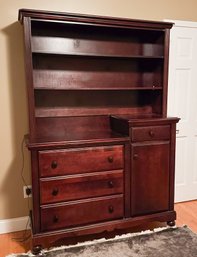 4 Drawer Cherry Wood Dresser With Shelving And Storage Cabinet
