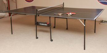 Harvard Brand Ping Pong Table With 4 Paddles, Foldable With Wheels
