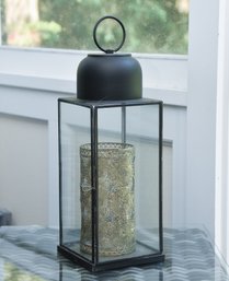 Decorative Glass And Metal Hurricane Lamp