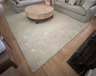 Cream Room Size Rug With White Leave Pattern
