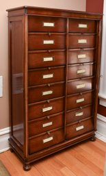 Vintage (16) Drawer Mahogany Card Catalog Style Library Cabinet