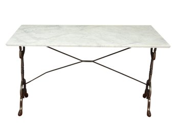French Cast Iron Marble Top Bistro Table Or Desk