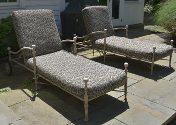 Pair Of Outdoor Chaise Lounges With Cushions