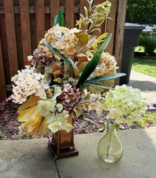 Collection Of (2) Faux Hydrangeas In Vases