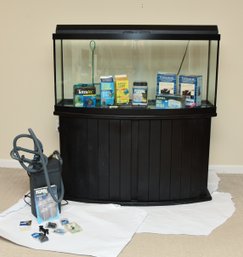 72 Gallon Bow Front Aquarium With Fluval Filter, Heater, And Light With Accessories
