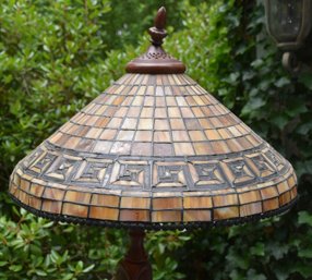 Arts & Crafts Style Leaded Shade Floor Lamp With Lion Paws Feet