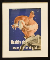 U.S. Public Health Service Poster Healthy Skin Keeps Him On The Job' Framed Lithograph