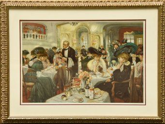 A Paris Dinning Room. Circa 1903, De Rycker & Mendel, Bruxelles, Framed Lithograph