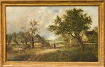 Joseph Thors, Signed Original Oil Painting Depicting Children Walking  In The English Countryside