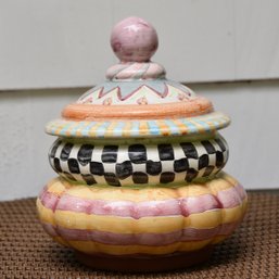 Mackenzie Childs Whimsical Ceramic Hand Painted Cookie Jar, 1983