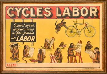 Vintage French 'Cycles Labor' Framed Lithograph