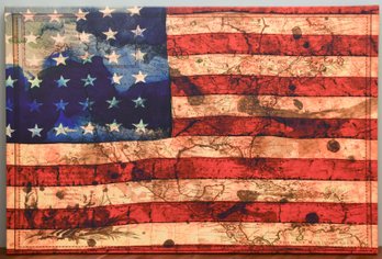 American Grunge Flag Over Map Of United Sates Print On Canvas By Oliver Gal Art