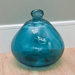 Vintage Large Teal Recycled Glass Decorative Vase