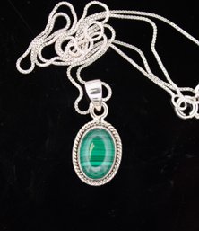 Sterling Silver Malachite  Pendant Necklace