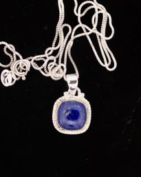 Sterling Silver Necklace With Blue Lapis Pendant