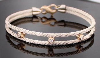 14K Sterling Diamond Cable Bracelet