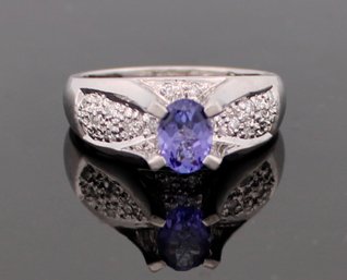 PLATINUM Tanzanite Diamond Ring