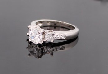 Sterling Silver CZ Engagement Ring